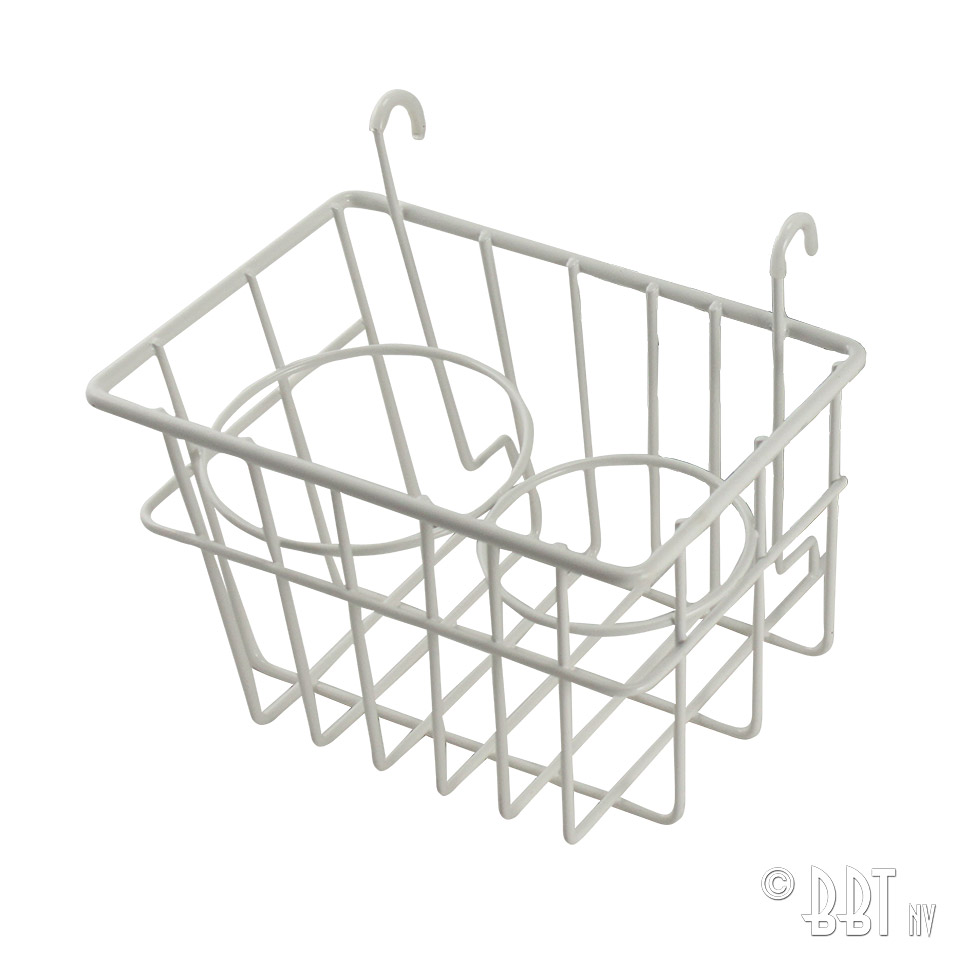 Panier de rangement avec porte-gobelets, blanc 