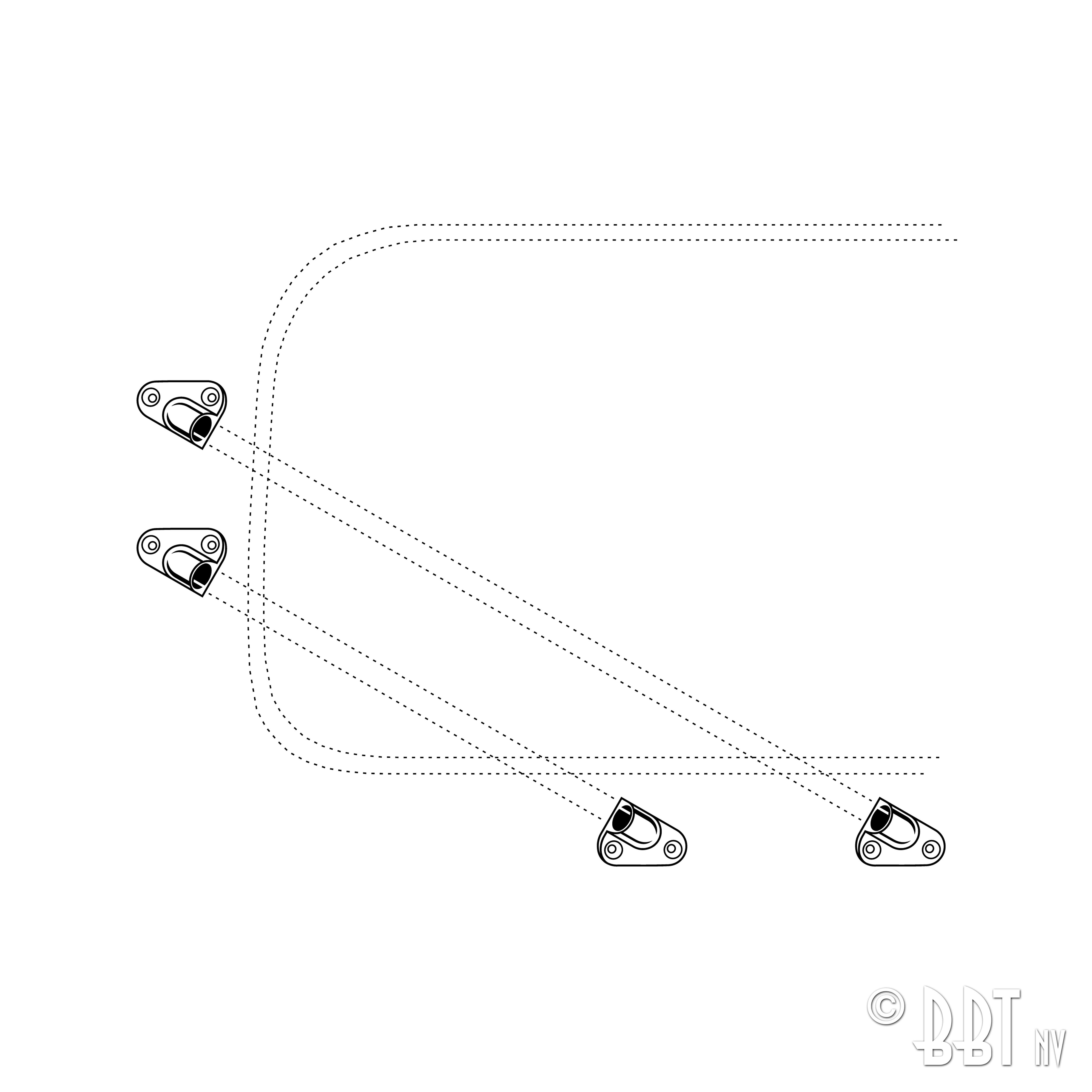 Fin de tringle protection vitre - 45° gauche 