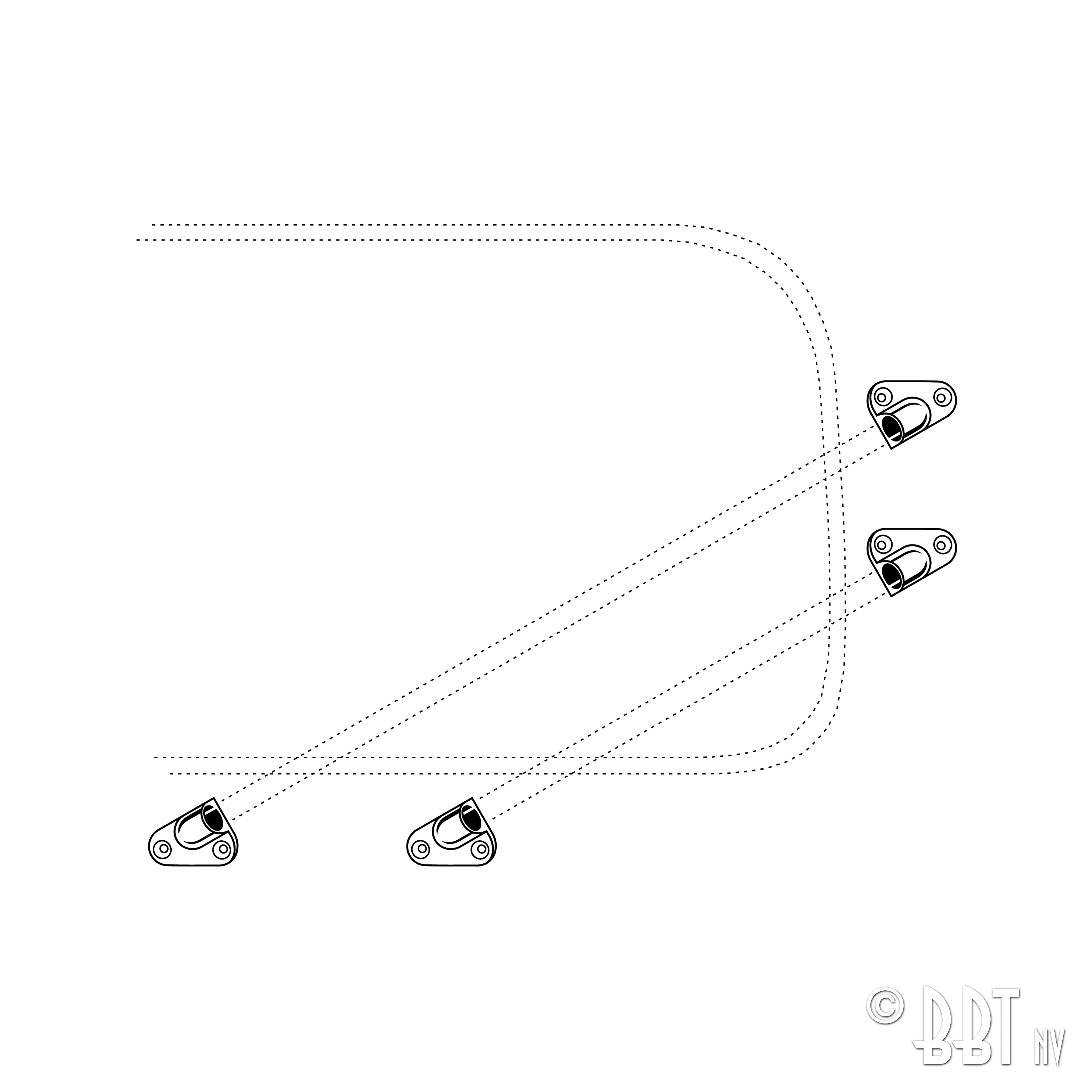 End piece for jailbar - 45 ° right 