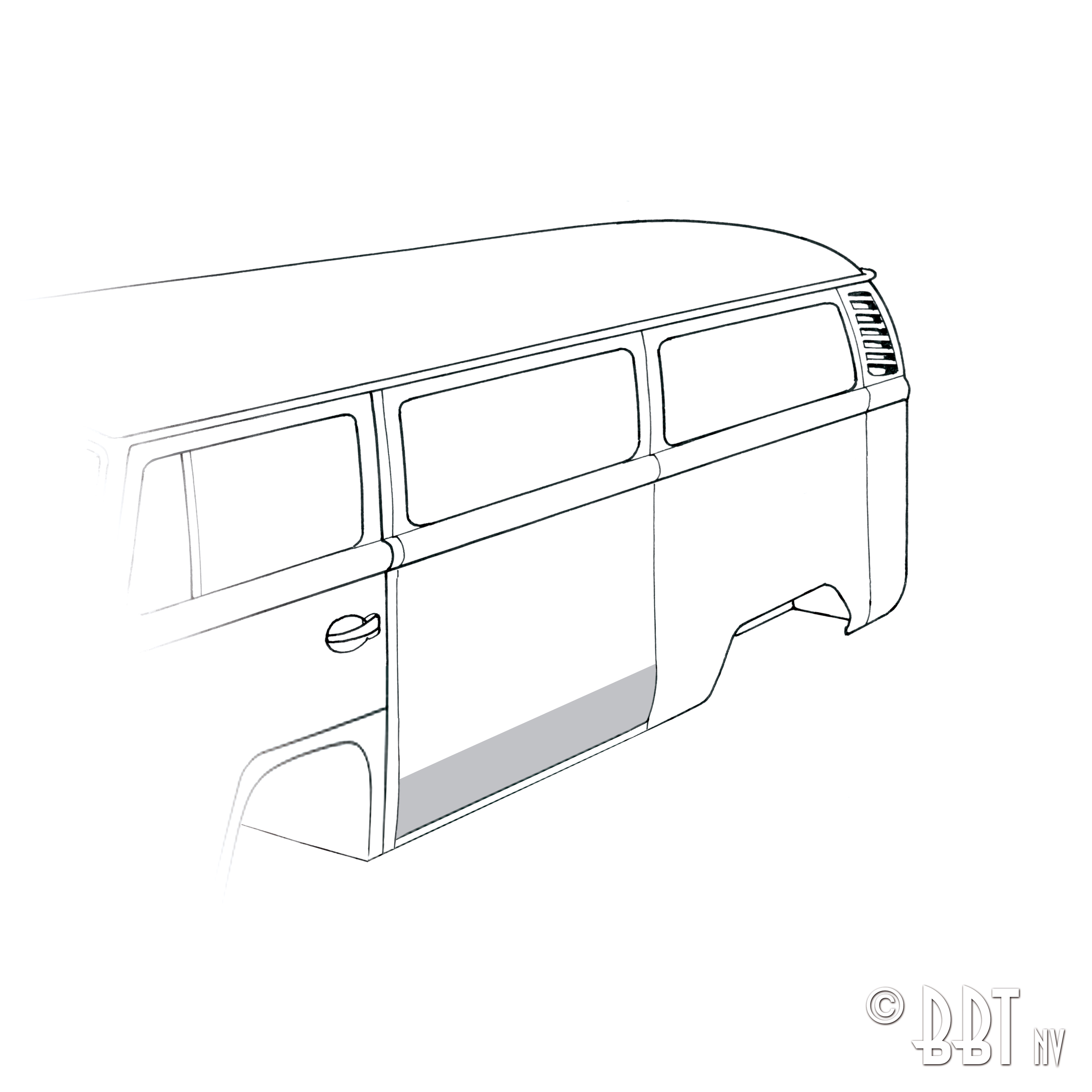 Painel lateral central, esquerda, 30 cm 