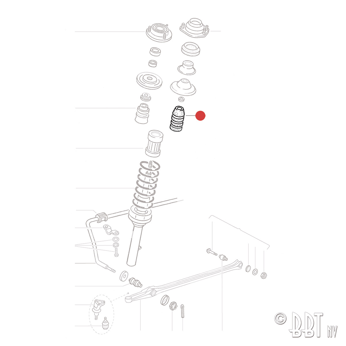 Tower rubber stop on shock absorber 133 412 303A
