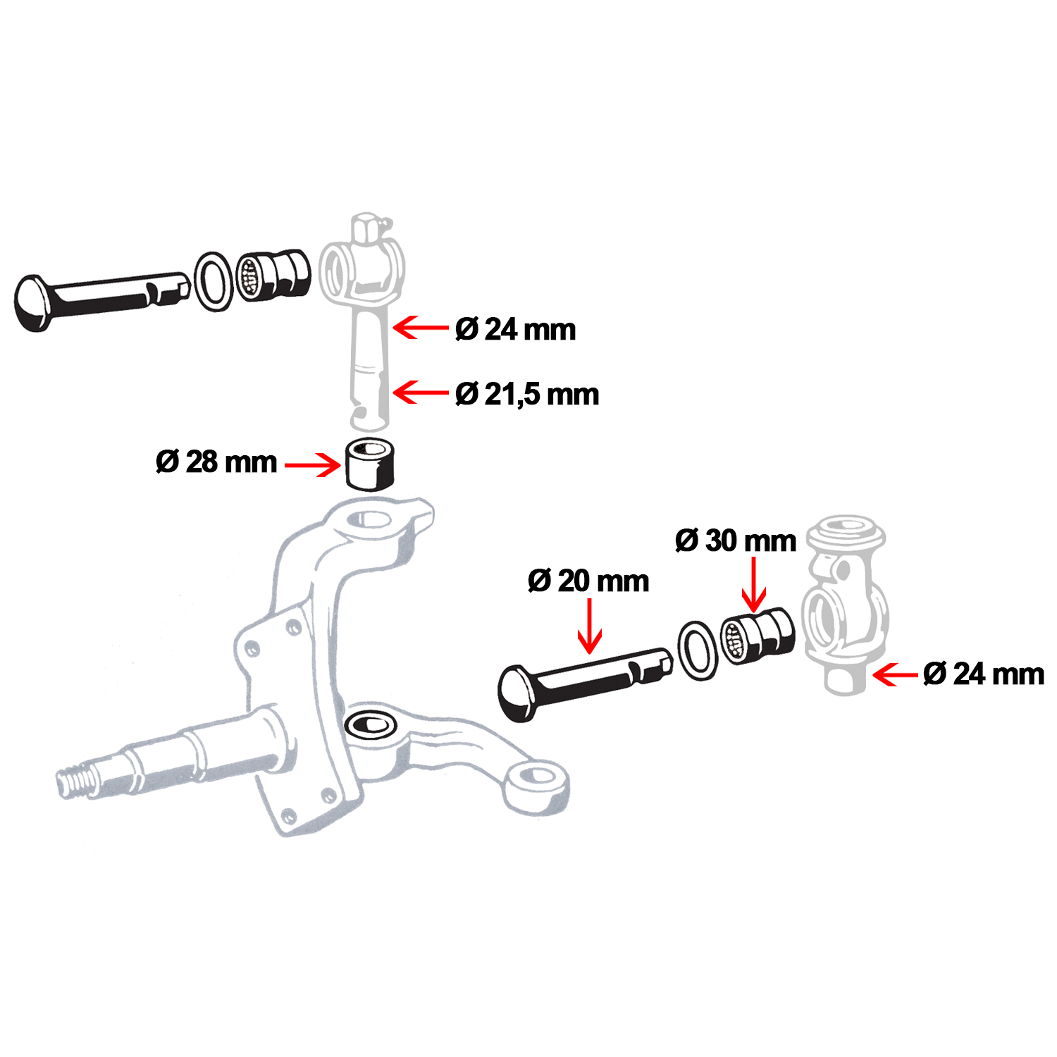 Kit de pinos de direção 211 405 041B
