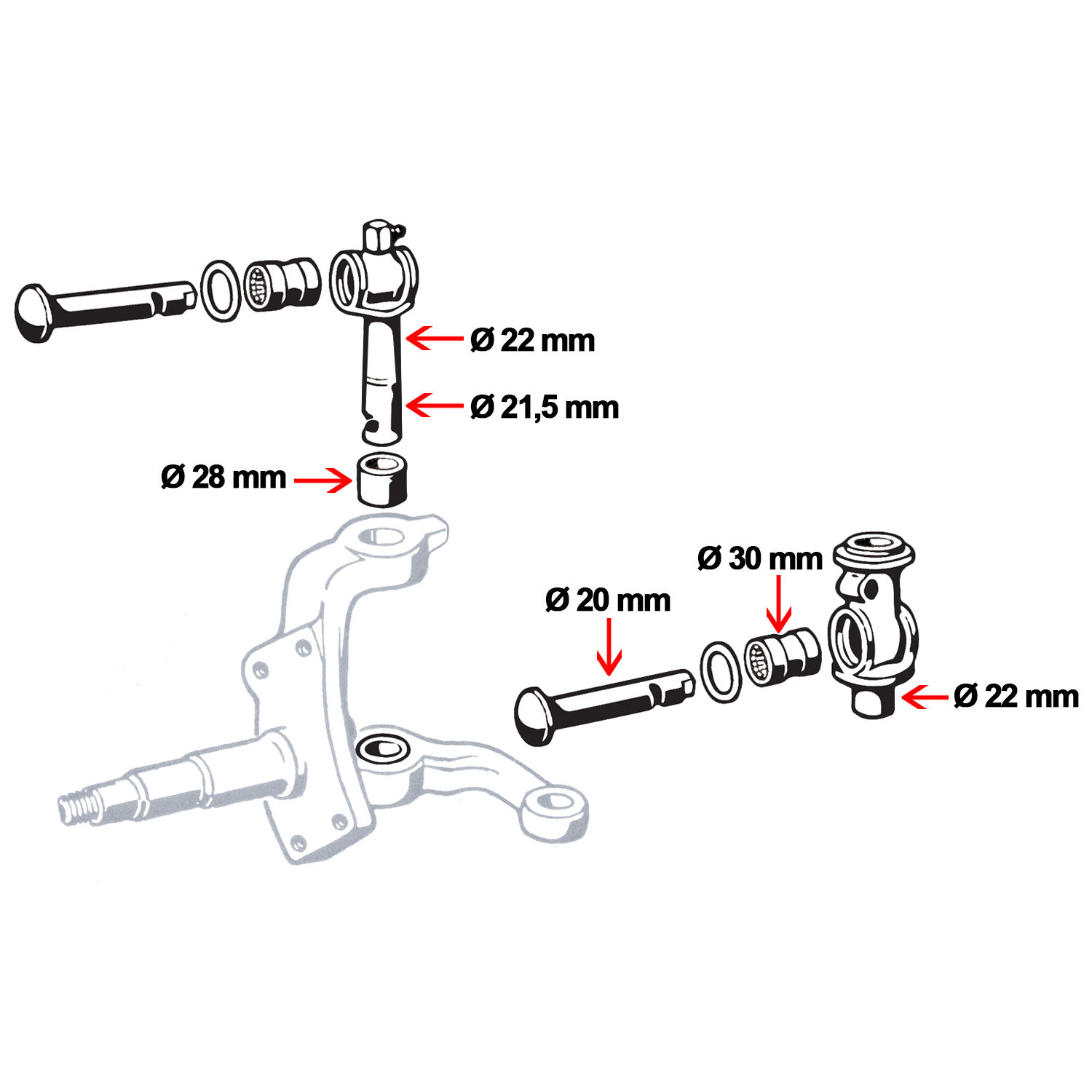King and Link-pin complete kit 211 498 021