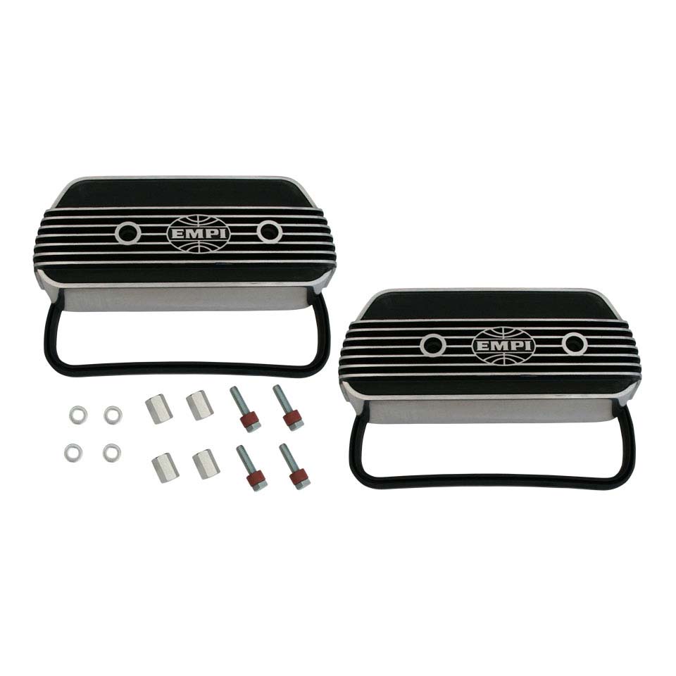 Empi valve cover, firm aluminium with U-rubber, as pair. 