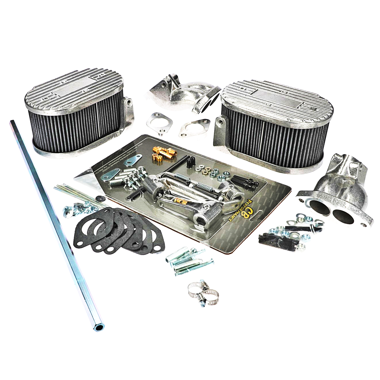 Saugrohre, Luftfilter und Gasgestänge 'Weber' ICT VergaserDoppelkanal 