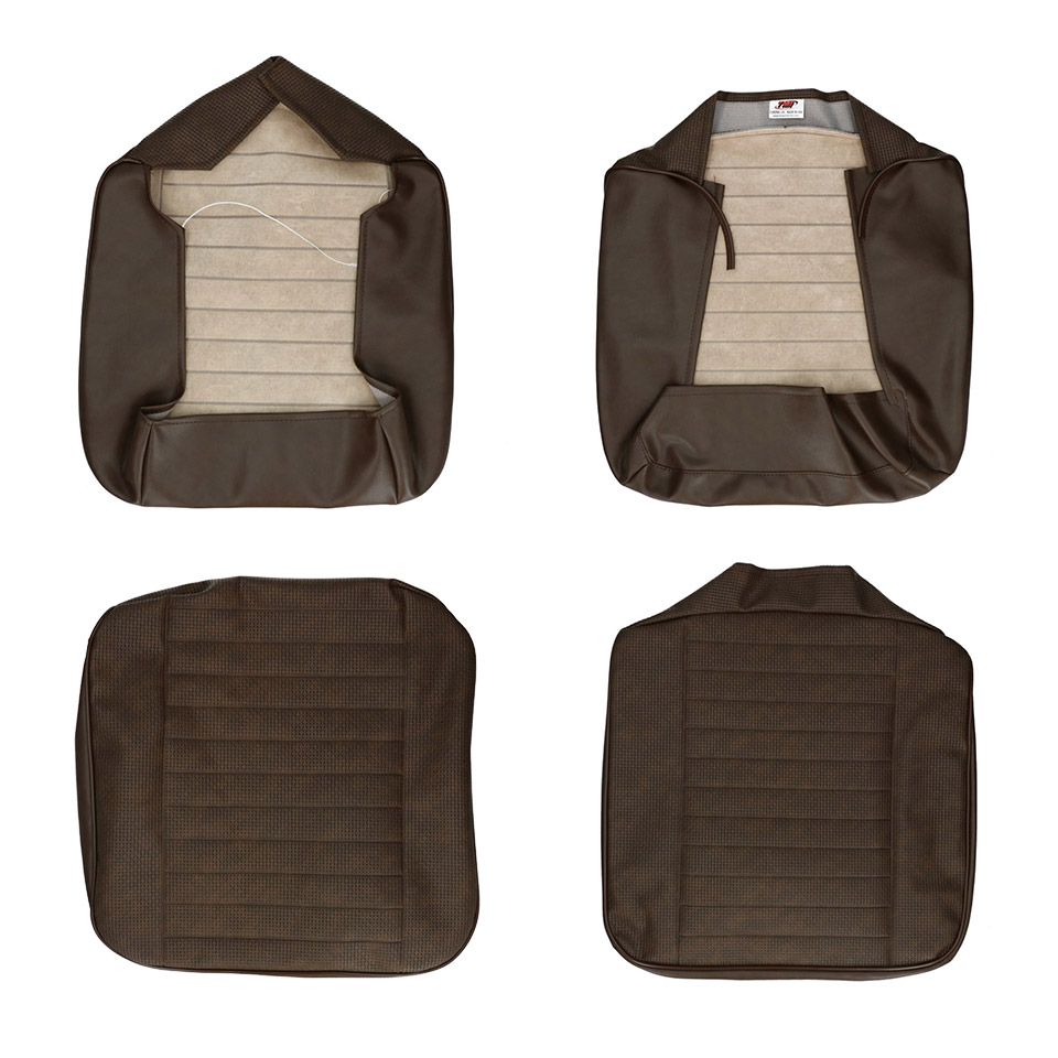 Seat cover set front, brown - walkthroughBasket weave (horizontal seams) 