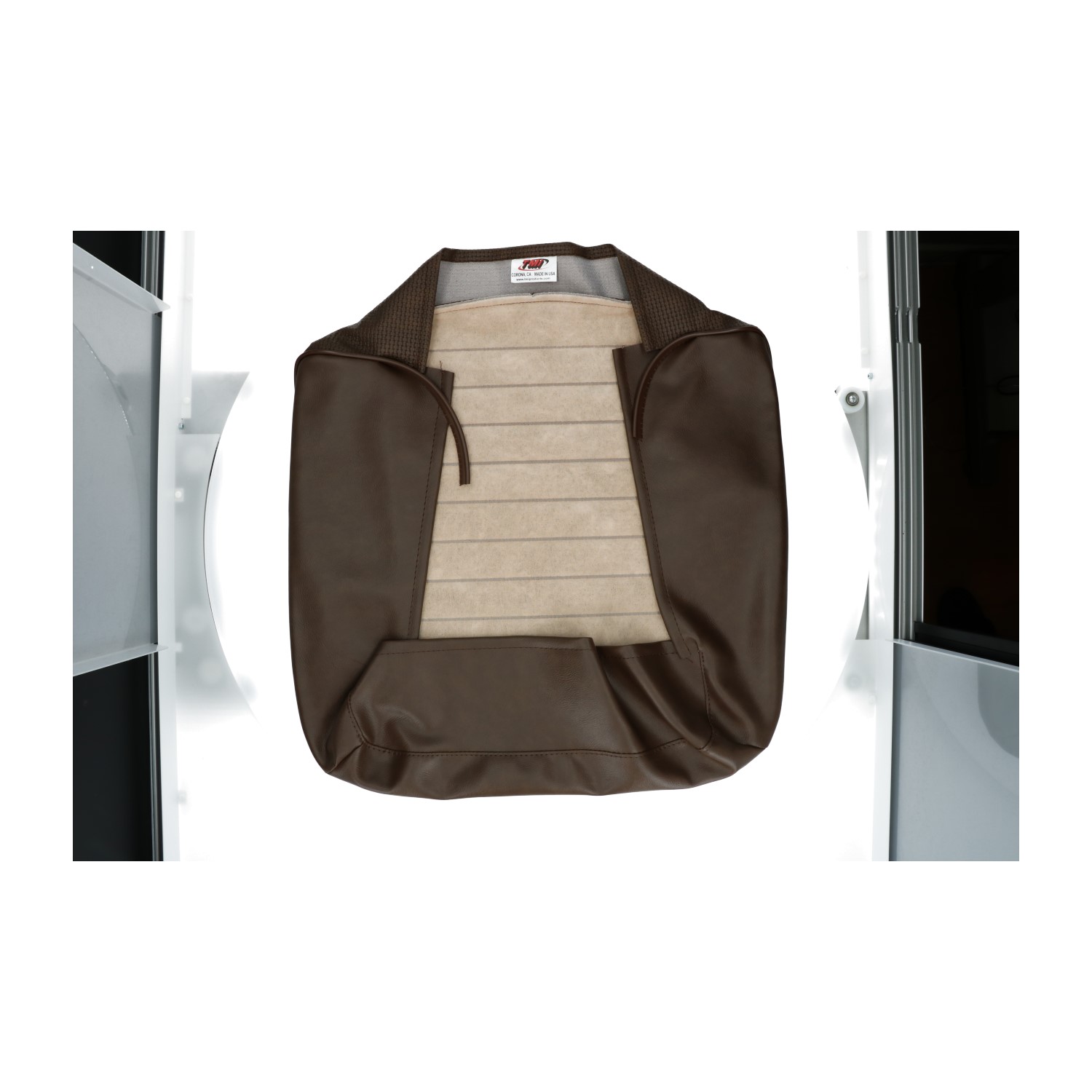 Seat cover set front, brown - walkthroughBasket weave (horizontal seams) 