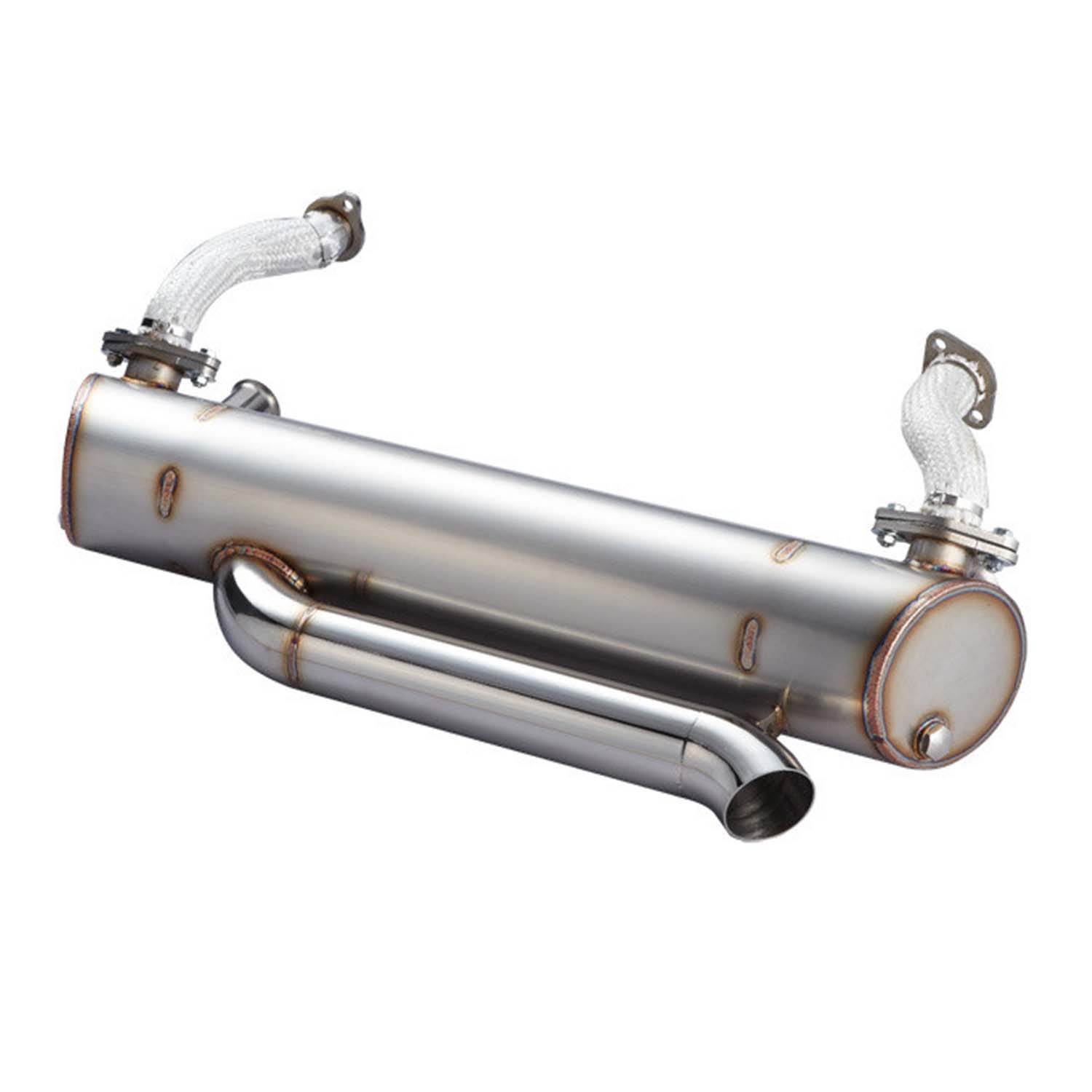 Exhaust 'Vintage Speed' with pre-heat risers / Stainless steel - lowered, hidden tailpipe 