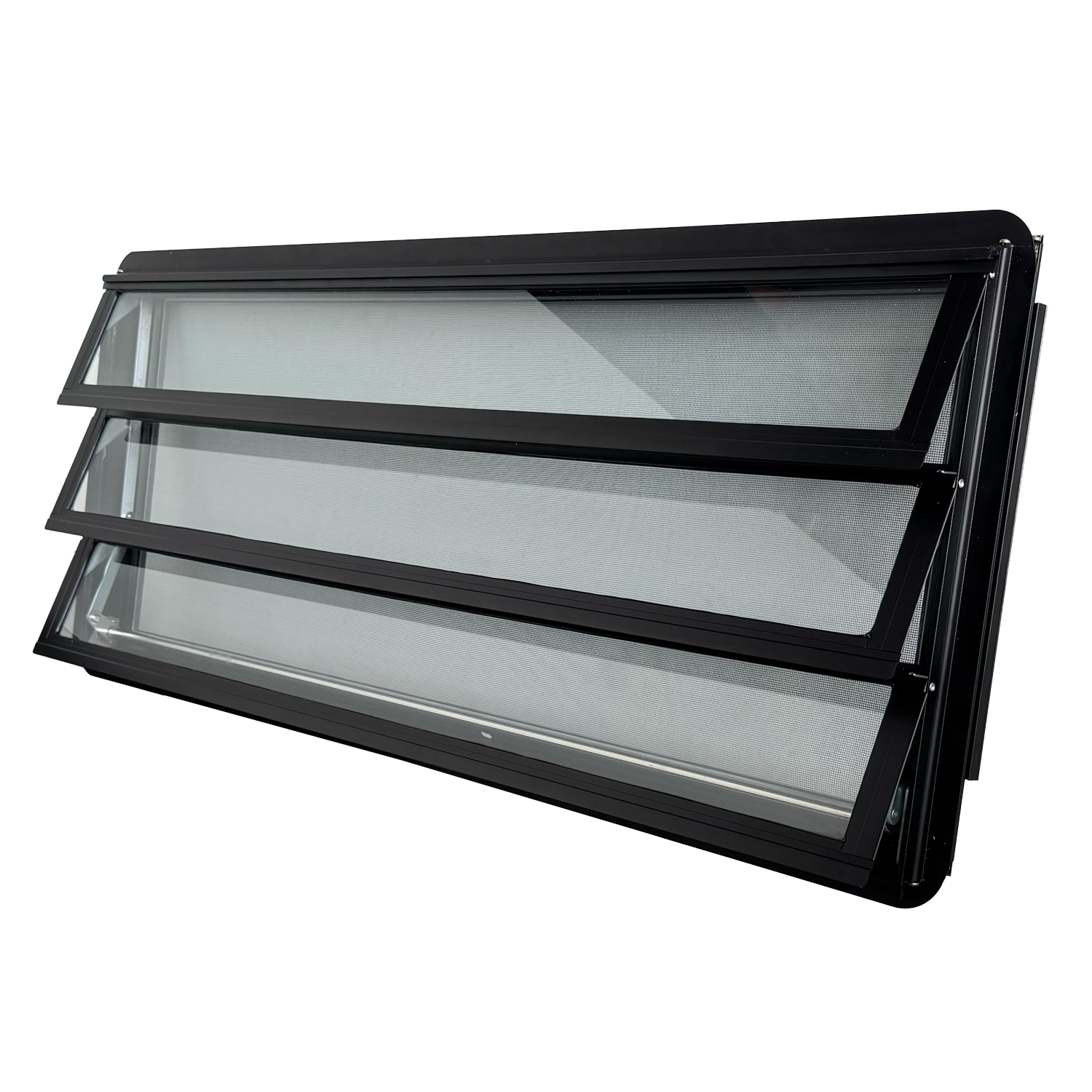 Westfalia louvre window slidingdoor complete, blackknob left 