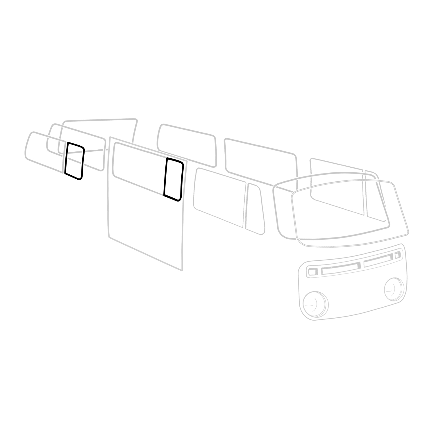 Rear Vent wing seal, central, rear, L/R, each 221 847 673A