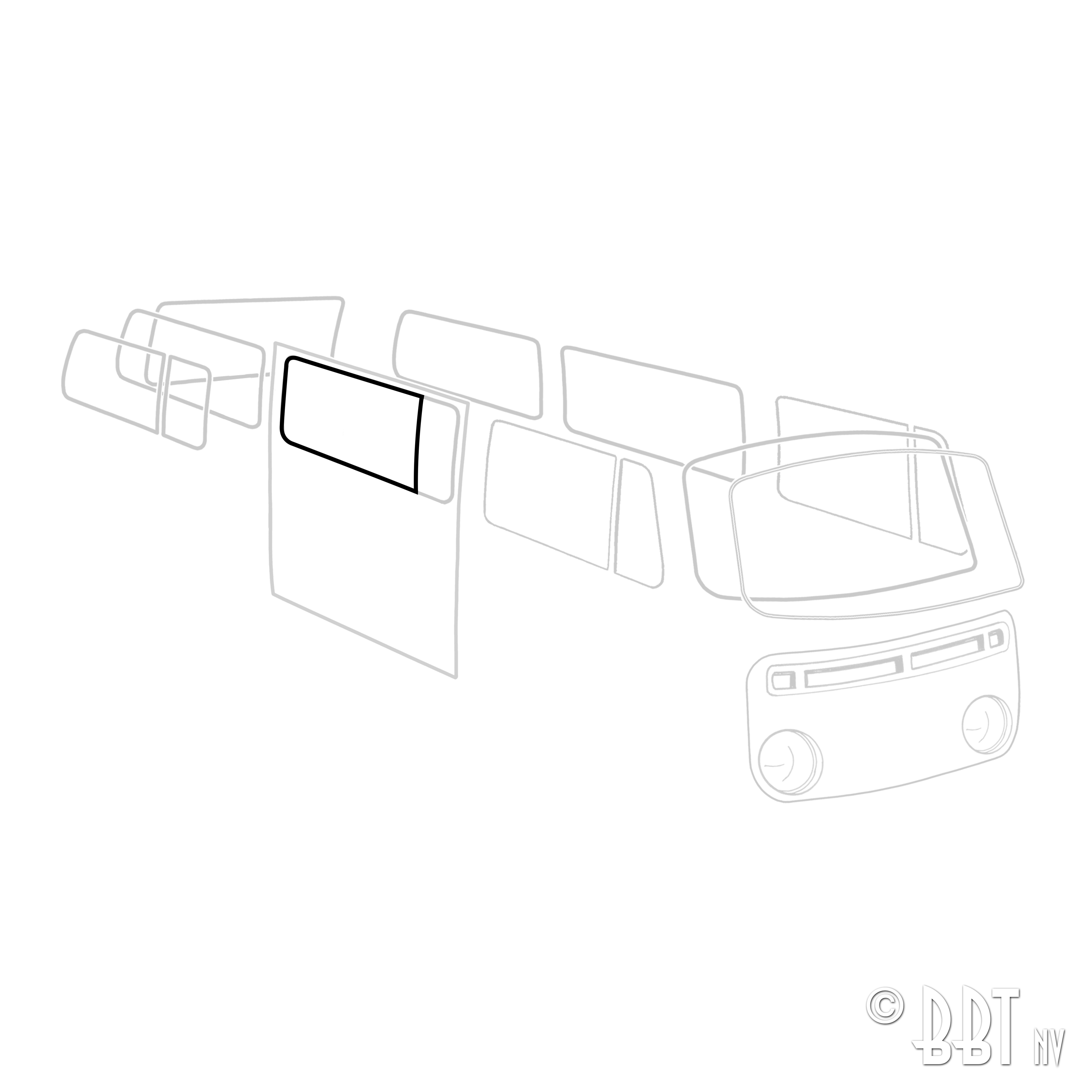 Joint fenêtre latérale au milieu avec déflecteur 'Deluxe' (moulure alu) 241 845 285B