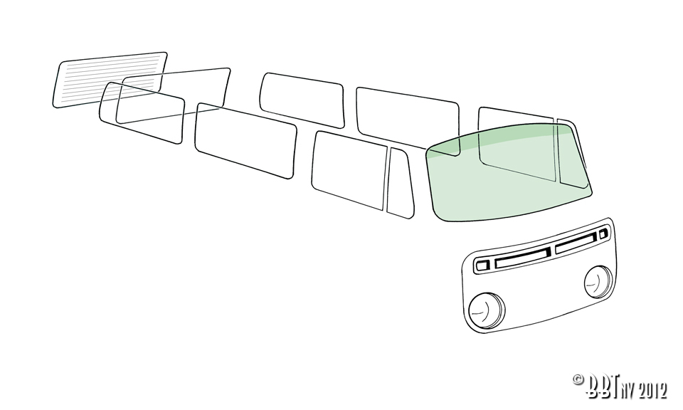 Voorruit groenGroene band 211 845 101F