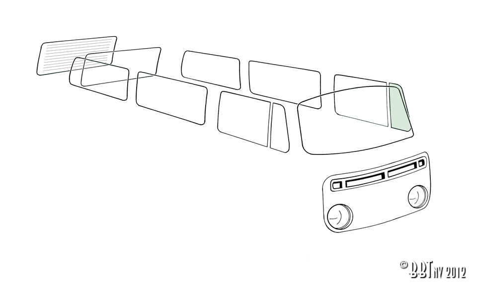 Vitre de déflecteur fix, gauchevert 211 845 251C