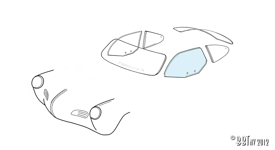 Door window left - Coupé 143 845 201C, 143 845 201D