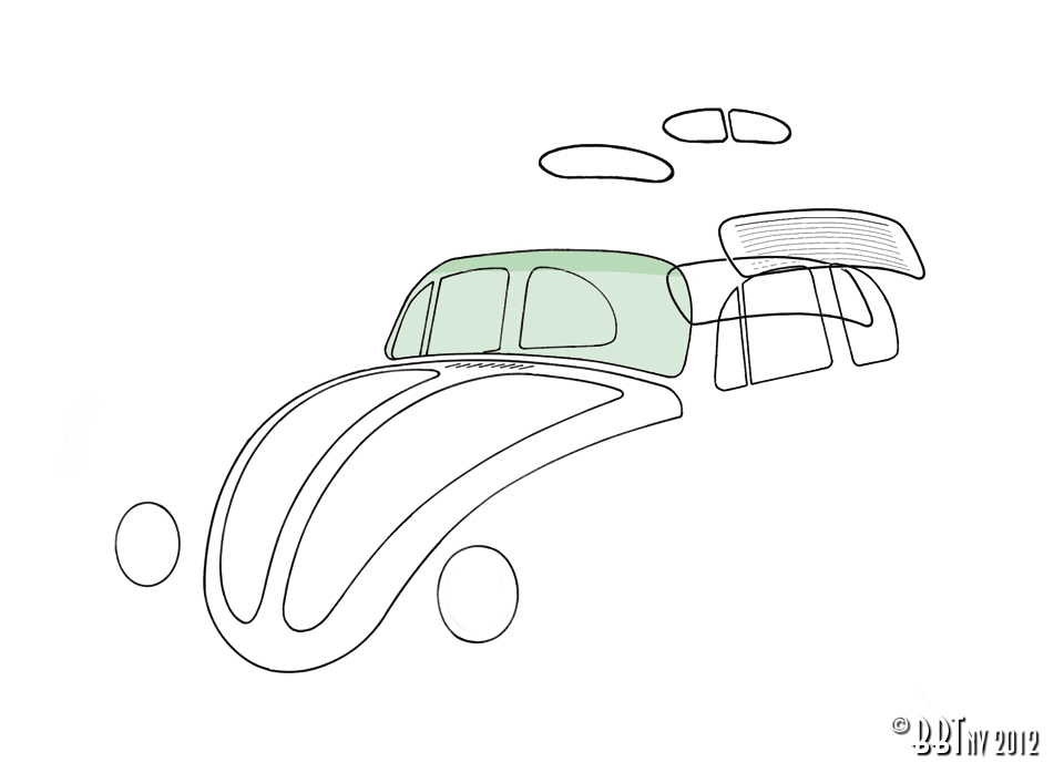 Voorruit groenmet groene band 113 845 101D