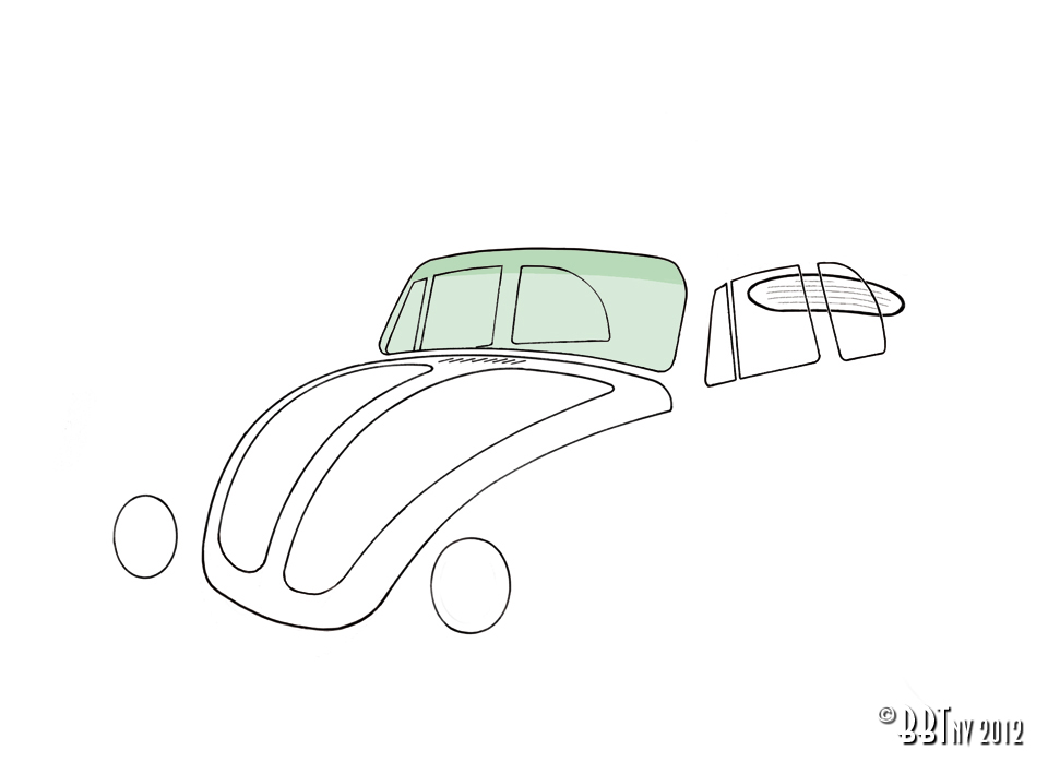 Voorruit groen, cabriomet groene band 151 845 101K