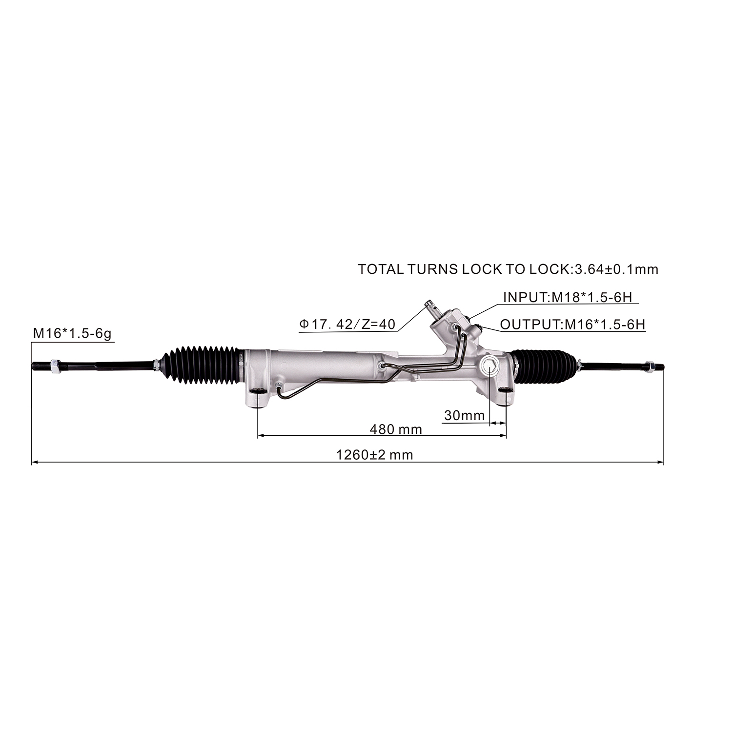 Steering rackwith power steering 7D1-422-061B