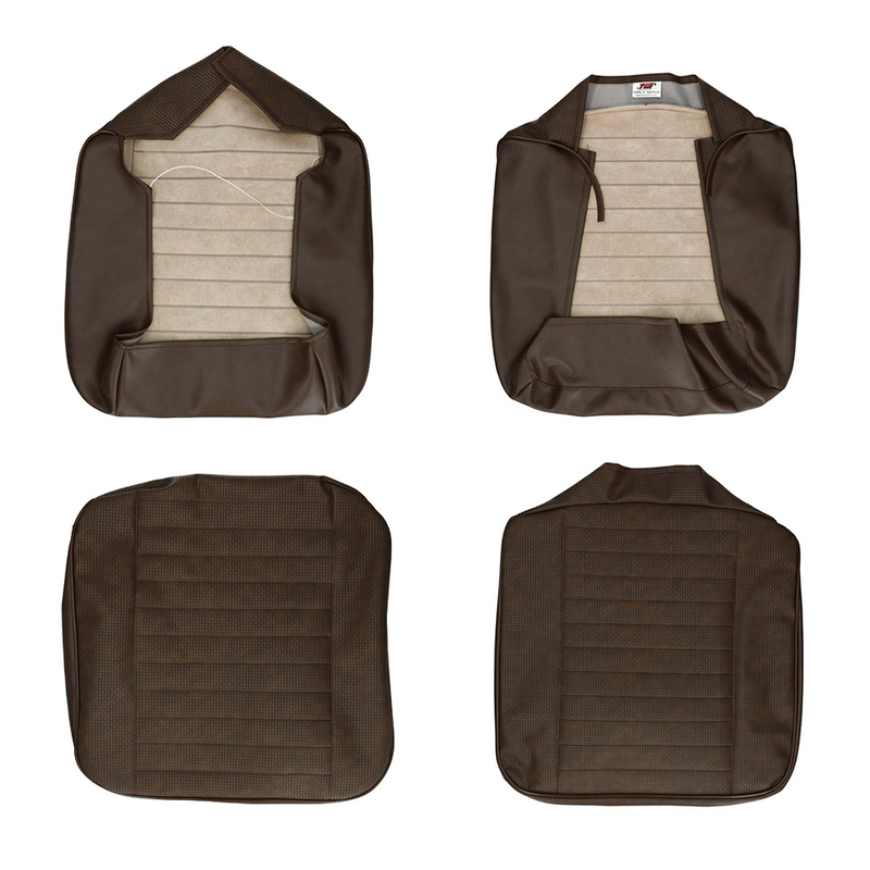 Seat cover set front, brown - walkthroughBasket weave (horizontal seams) 