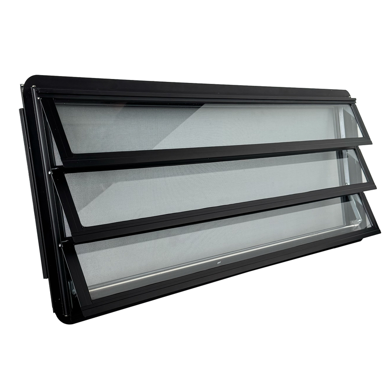 Westfalia louvre window slidingdoor complete, blackknob right 