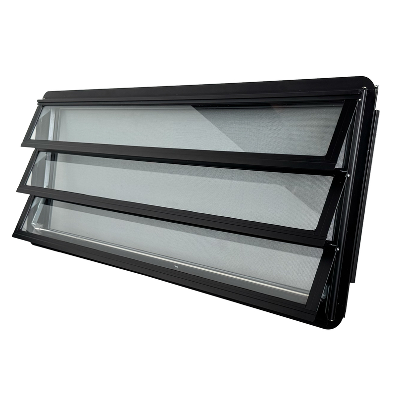 Westfalia louvre window slidingdoor complete, blackknob left 