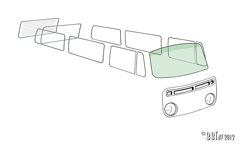 Voorruit groenGroene band 211 845 101F