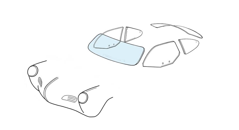 Windshield - Karmann Ghia coupé/convertible clear 143 845 101C