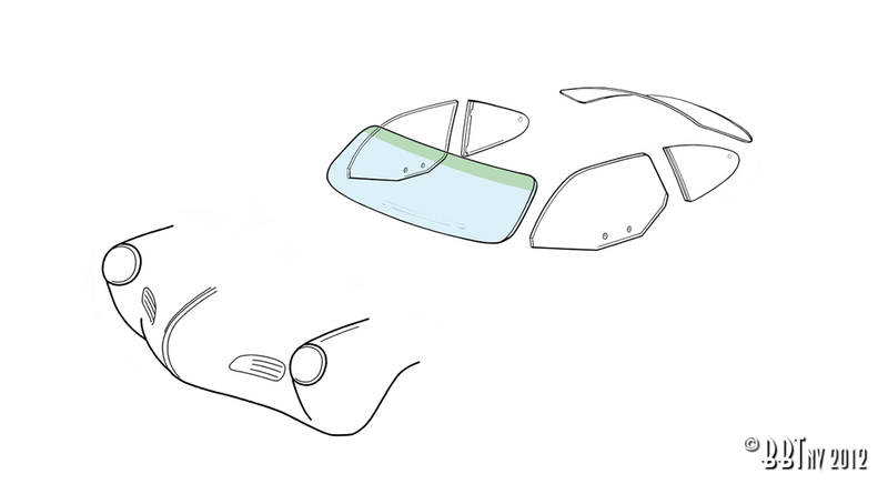 Voorruit - Karmann Ghia coupé/cabrio met groene band 143 845 101C