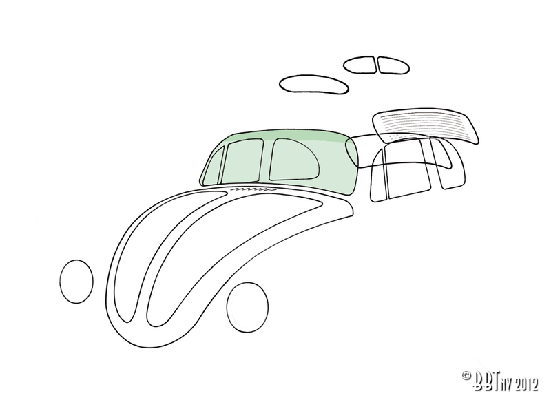 Voorruit groenmet groene band 113 845 101D