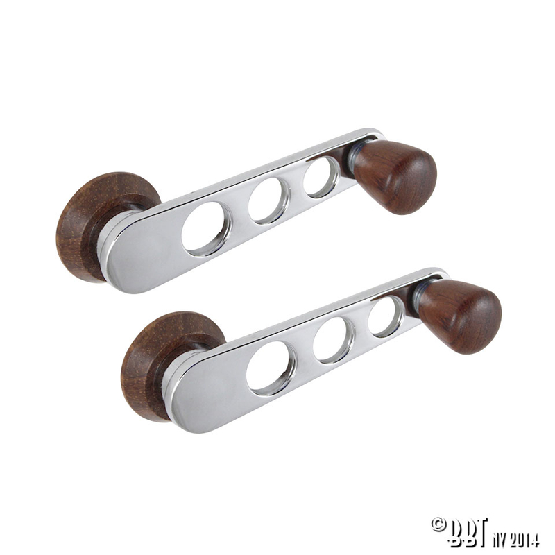 Window crank setrose wood/chromeas pair 